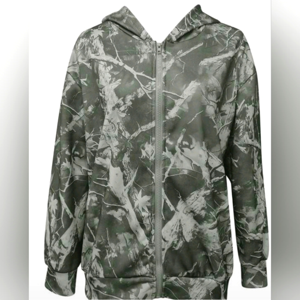 Shein - Womens Camouflage Hooded Jacket